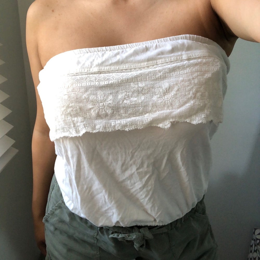 White cream strapless top